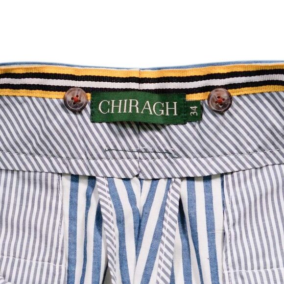 Mens 34 Gurkha Pants Blue White Striped Cotton Flat Front Straight Fit Trousers - Picture 3 of 8